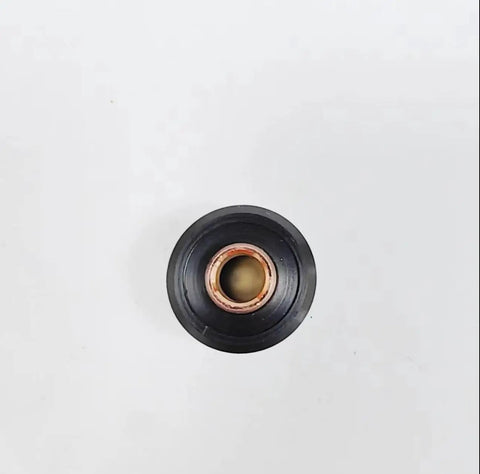View of a high performance starter caliper for SL60 and SL100 plasma cutting torch consumables, featuring black rubber and copper components.
