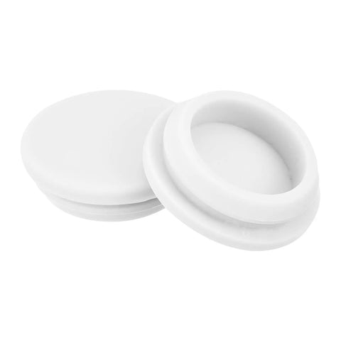 Top Shelf Badass Snap In Silicone Hole Plugs 2 Pack White 27MM Panel Seal Covers Waterproof Bulkhead Grommets For Kitchen Cabinets, close-up view