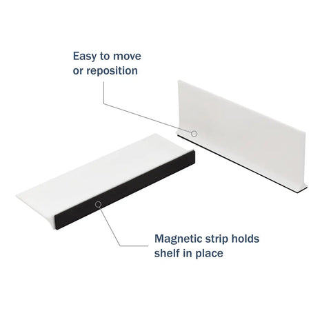 Dead Simple Magnetic Shelf Divider That Makes Your Fridge And Cabinet Look Hella Tidy With Heavy Duty White Plastic Dividers For Vitamins Books And Snacks Straight Up Kitchen Organization Essential