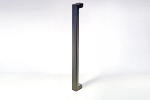 Sixteen Inch Single Sided Modern Matte Black Door Handle Pull Stainless Steel Push Pull Handle For Wood Glass Metal Doors Shower Sliding Barn Doors Square Rectangular Bar, single-sided vertical view