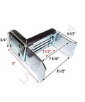 Tough As Nails Heavy Duty Adjustable Slide Gate Receiver Latch And Steel Gate Limit Stop Set For Bulletproof Fence Security Smooth Operation Outdoor Hardware Made In Italy close-up view with dimensions