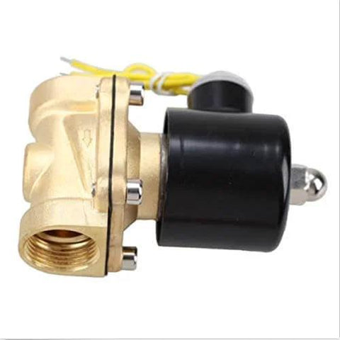 Side view of One Quarter Inch Electric Solenoid Valve 110V 115V 120V AC NPT Normally Closed Brass Body With Copper Coil