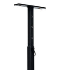 Close-up of metal Ceiling Mounted Garage Storage Rack Two Pack Industrial Metal Overhead Rack For Surfboards And SUPs Adjustable