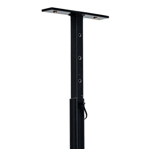 Close-up of metal Ceiling Mounted Garage Storage Rack Two Pack Industrial Metal Overhead Rack For Surfboards And SUPs Adjustable