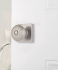 Slick Contemporary Privacy Ball Door Knob Set With Lock And Key Satin Nickel Finish Interior Door Knobs For Modern Home Easy Install