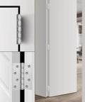 6 Pack Stainless Steel Door Hinges For Exterior And Interior Doors 4x3 Inches Heavy Duty Square Corner Hinges installed on white door
