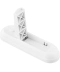 Grab-And-Go Portable Anti-Open Door Lock, white ABS and PC material, one-touch release latch for interior doors, angled view.