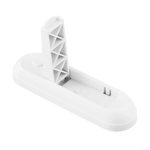 Grab-And-Go Portable Anti-Open Door Lock, white ABS and PC material, one-touch release latch for interior doors, angled view.