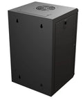 9U 10 Inch Network Server Rack Cabinet with black finish and preassembled design, showing locking reversible door and top ventilation