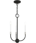 Three Light Black Chandelier With Brushed Nickel Accents From The Lucerne Collection Delivers Dope Modern Vibe in black finish