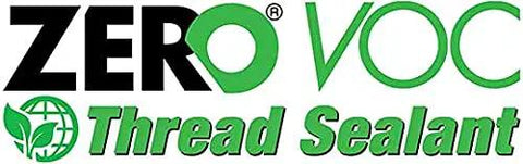 Zero VOC Thread Sealant logo in green and black text with leaf design