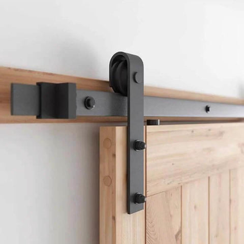 Barn Door Roller Stopper Hardware For Track 41x7mm Flat Rail Limit Stop, Rust-Resistant Carbon Steel, Easy Install, 2 Pack Black Finish
