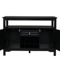 Modern Black Sideboard Cabinet Featuring Built In Wine Rack And Two Doors Plus One Drawer Slick Buffet Server To Organize Your Space Badass Wood Console Unit With Metal Knobs with two doors and one drawer