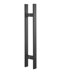 12 Inch Solid Stainless Steel Push Pull Door Handle Set For Barn Glass Doors Heavy Duty Built To Last 304 Stainless Steel Standoffs Matte Black Finish And Glass Pulls, front view