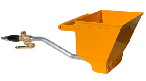 Heavy Duty Steel Stucco Sprayer Hopper Gun With Knockout Handheld Grip for applying cement with precision.
