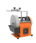 Workhorse Dual Wheel Bench Grinder Designed For Wet Sharpening And Sleek Polishing Runs On Low Speed with dual wheels and sturdy design.