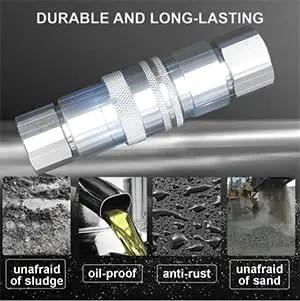 Flat Face 1/2 Inch NPT Hydraulic Quick Connect Couplers Set With Dust Caps ISO 16028 High Flow For Skid Steer Bobcat Machines