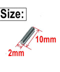 Built Tough Precision Ground 2mm X 10mm Dowel Pins 60 Pack Stainless Steel Shelf Support Pegs showcased with size dimensions.