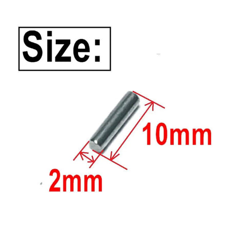 Built Tough Precision Ground 2mm X 10mm Dowel Pins 60 Pack Stainless Steel Shelf Support Pegs showcased with size dimensions.