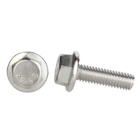 Durable Stainless Steel A2 70 M6 Flanged Hex Head Bolts DIN 6921 10mm Length 14.2mm Washer Diameter 6.6mm Head Height 25 Pack Flange Screws for Gearheads and DIY Projects