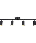 Four Light Black Track Lighting Kit With Flexible Heads Dimmable LED Indoor Ceiling Spotlight Mid Century Modern Style