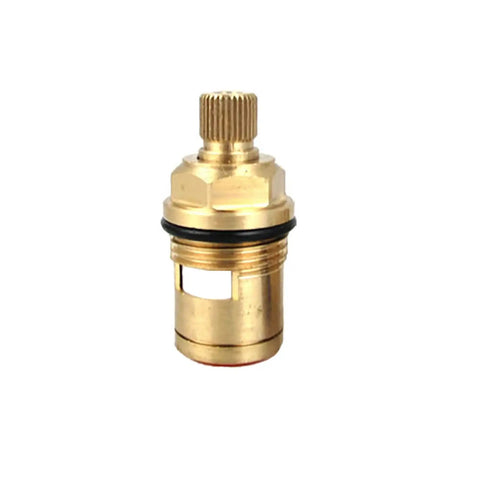 Universal Faucet Cartridge Replacement Kit with Brass Ceramic Disc Tap Valves, front view, 16 Splines, Quarter Turn