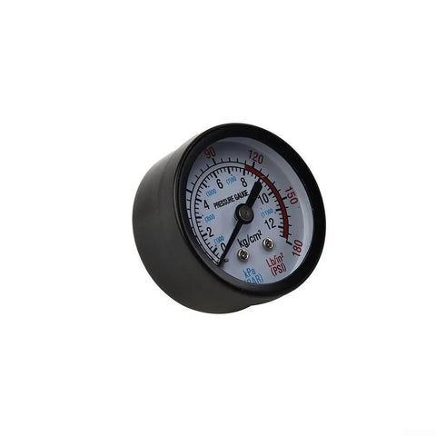 Air Compressor Pressure Gauge Quarter Inch Thread 0 To 180 PSI 0 To 12 Bar Manometer Big Easy Read Dial in black casing