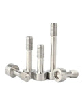 Twenty Piece Built Tough 304 Stainless Steel Hex Socket Smooth Cap Captive Screws in M3 and M4 half thread, showing various lengths.