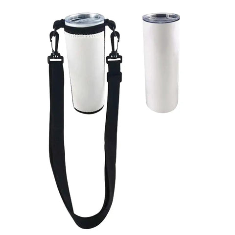 Ten Pack Neoprene Water Bottle Carrier Sleeves for Heat Press Sublimation Tumbler Cup Carrier Pouch with shoulder strap