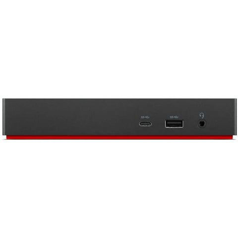 Thunderbolt 4 Workstation Dock Serving Up 230W Power And Seamless 4K Video Paired With Adjustable Monitor Stand showing port connections.