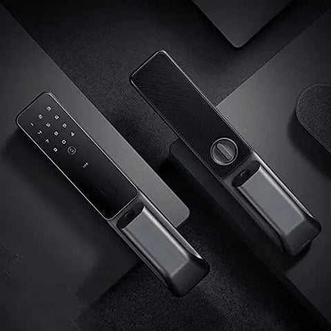 Zero Hassle Smart Door Lock Featuring Fingerprint Scan And Numeric Password Keyless Entry Automatic Electronic Deadbolt App Managed For Heavy Duty Home Security Setup showing keypad and handle design.