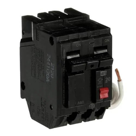 Single 20A Double Pole GFCI Self-Test Breaker, 120/240 VAC Ground Fault Circuit Interrupter THQL2120GFT, front view