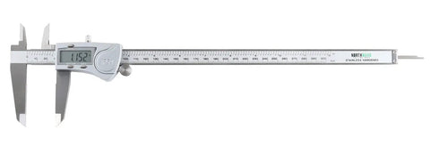 Electronic Digital Caliper For Inside Outside Depth And Step Measurements, 0 To 12 Inch Or 0 To 300 mm Range, Extra Large LCD, IP54 Water Resistant, Stainless Steel, 0.0005 Inch Resolution, 0.04 mm Accuracy For Shop Pros