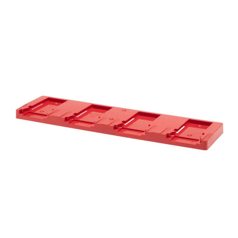 Red 22V Battery Holder Wall Mount For Battery Storage That Keeps Your 22V Packs Neat And Handy And Chargers In Truck Trailer Van Workshop Shelf And Toolbox, side view