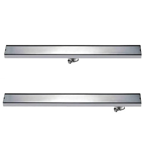 Game Changer Slick Linear Channel Floor Drain 100Cm Heavy Duty Brushed Stainless Steel Shower Grate shown from top and bottom views.