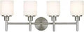 Super Stylish Transitional 4-Light Integrated Led Bathroom Vanity Light With Satin Nickel Finish And Frosted Glass Shades