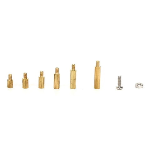 Killer 180 Pieces Electronic Hardware Assortment Set With Road Ready Steel M2 And M2.5 Hex Standoffs Machine Screws And Nyloc Lock Nuts For Modding Rigs Gonna Grip It Tight Always, assorted gold hex standoffs and screws.
