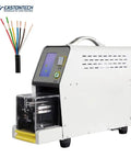 Precision Rotary Wire Stripping Machine That Eats 8mm2 Cables Like Butter Auto Coaxial Peeler Multi Layer Harness Stripper Programmable Industrial Striper Tool Model Ea1180 with touchscreen and wire samples.