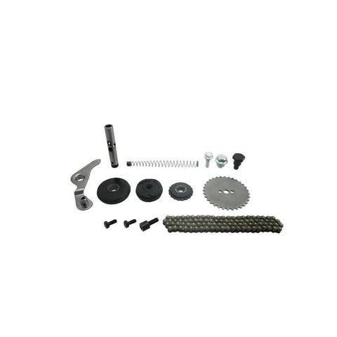 Dope Fitment For YX 140cc Z40 Dirt Bike Cam Chain Sprocket Tensioner Roller Kit, chain and sprocket parts laid out