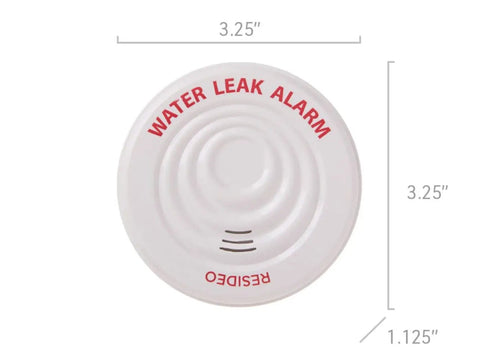 Reusable Water Leak Alarm And Spot Detector, Audible Alarm For Home Leaks, 3.25 inch round, white with red text, product size shown