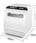 Hassle Free Countertop Dishwasher Plug And Play Installation Free Automatic Mini Washer Dryer Killer Sanitization Spacious Storage Slick Compact Kitchen Essential dimensions shown.
