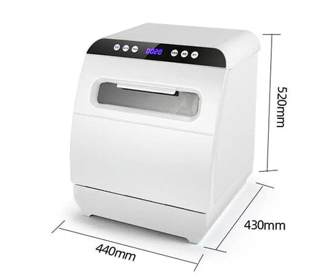 Hassle Free Countertop Dishwasher Plug And Play Installation Free Automatic Mini Washer Dryer Killer Sanitization Spacious Storage Slick Compact Kitchen Essential dimensions shown.