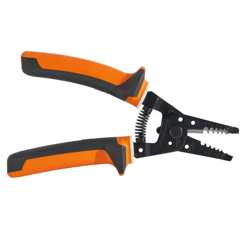 Electrician Insulated Wire Stripper And Cutter With 1000V Rating And VDE Certified Three Part White Warning Insulation, orange handle
