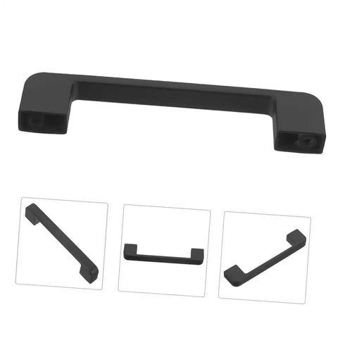 Black Cabinet Door Handles And Pulls Set For Vintage Style Kitchen Wardrobe And Furniture Hardware Durable Easy Install Drawer Pulls Two Pack Slick Modern Look, showing black metal drawer pulls from various angles.