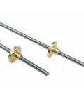 Premium T5 Miniature Lead Screw Rock Hard 304 Stainless Steel Design Dead Nuts Accurate 5mm Diameter Trapezoidal Thread kit showing two lead screws with copper drive nuts.