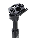 Close-up of black Suspension Bike Seat Post 27.2x350mm With Shock Absorber showing top mount, aluminum alloy construction for MTB Road BMX