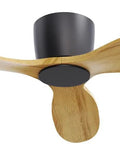 No Light 52 Inch Ceiling Fan With Remote, Low Profile Flush Mount, Natural Wood Finish, 6 Speed Reversible DC Motor