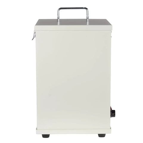 Badass 1000W Dental Vacuum Dust Extractor Packing Killer Suction Clears Shop Dust In Record Time Lab Dust Collector Machine With Smooth Speed Toggle Rig For Clinics rear view with handle and power switch.
