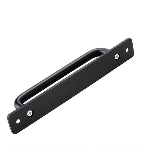 Black Aluminium Alloy Barn Door Handles Set of 2, 7 Inch Sliding Door Pull Handles with Plate, durable rust resistant design.