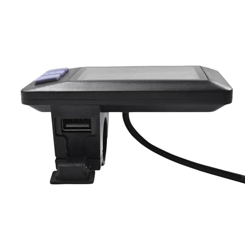 Side view of Electric Bicycle LCD Dashboard Panel For Scooters 24V 36V 48V 60V 5 Pin Connector With USB port